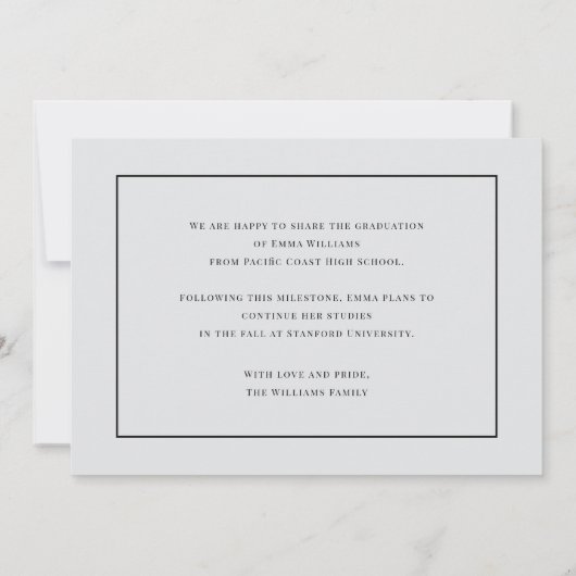 モダンな卒業発表 招待状 (裏面)