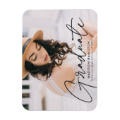 モダンな卒業記念ブラックスクリプト写真 卒業 マグネット (縦)