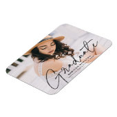 モダンな卒業記念ブラックスクリプト写真 卒業 マグネット (左側)