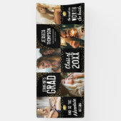 モダンな卒業記念ブラック＆ゴールド写真 横断幕 (縦)