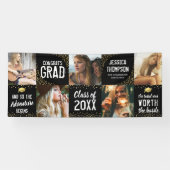 モダンな卒業記念ブラック＆ゴールド写真 横断幕 (横)