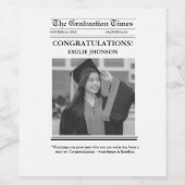 モダンな卒業記念新聞の祝賀 ワインラベル (シングルラベル)