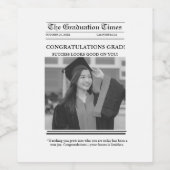 モダンな卒業記念新聞の祝賀 ワインラベル (シングルラベル)