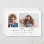 モダンな卒業2枚の写真スクリプト 卒業式 セーブザデート (正面)