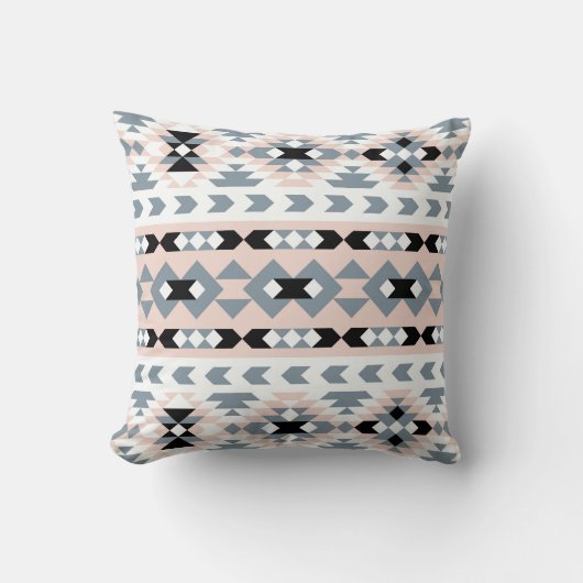 モダンな南西幾何学的な赤面および黒 クッション (正面)
