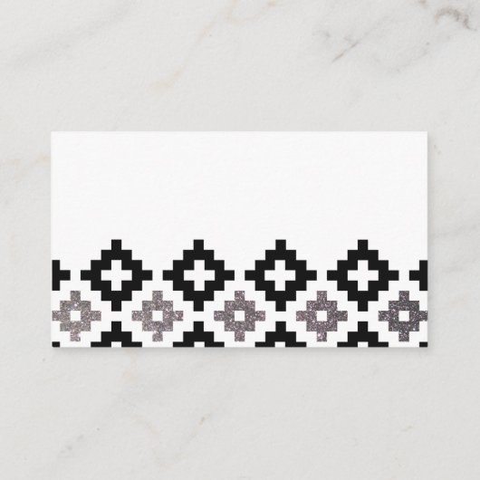 モダンな南西総括的で黒くフェイクな銀製のグリッター 名刺 (裏面)