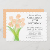 モダンな印刷のチューリップによっては誕生会が開花します 招待状 (正面/裏面)