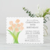 モダンな印刷のチューリップによっては誕生会が開花します 招待状 (スタンド正面)