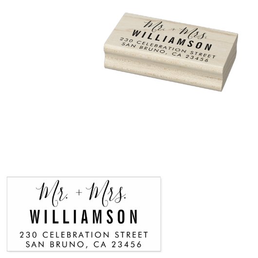 モダンな原稿のカスタムな結婚式は差出人住所を示します ラバースタンプ (押印)