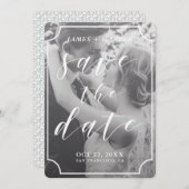 モダンな原稿のボーダー|カスタムな写真の保存日付 セーブザデート (正面/裏面)