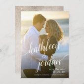 モダンな原稿の保存日付の結婚式の発表 招待状 (正面/裏面)