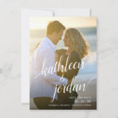 モダンな原稿の保存日付の結婚式の発表 招待状 (正面)