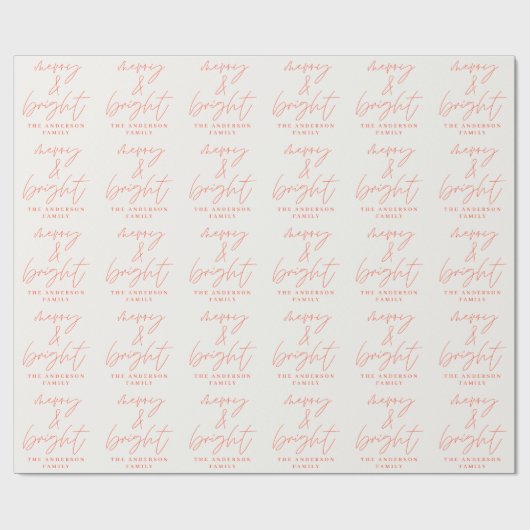 モダンな原稿の写真のメリーで及び明るく赤いクリスマス ラッピングペーパー (フラット)