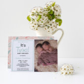 モダンな双子の誕生! ベイビーシャワーの写真招待状 招待状