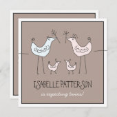 モダンな双子 女の子の赤ちゃんシャワー招待状 招待状 (正面/裏面)