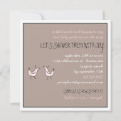 モダンな双子 女の子の赤ちゃんシャワー招待状 招待状 (裏面)