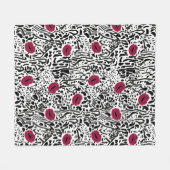 モダンな口紅の唇B&Wパターン フリースブランケット (正面(横))