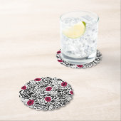 モダンな口紅の唇B&Wパターン ペーパーコースター (インサイチュ)