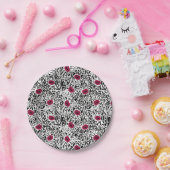 モダンな口紅の唇B&Wパターン ペーパープレート (パーティー)