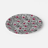 モダンな口紅の唇B&Wパターン ペーパープレート (アングル)