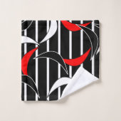 モダンな同世代の人の抽象芸術の黒の赤パターン バスタオルセット (ウォッシュタオル)