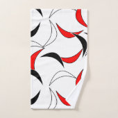 モダンな同世代の人の抽象芸術の黒の赤パターン バスタオルセット (ハンドタオル)