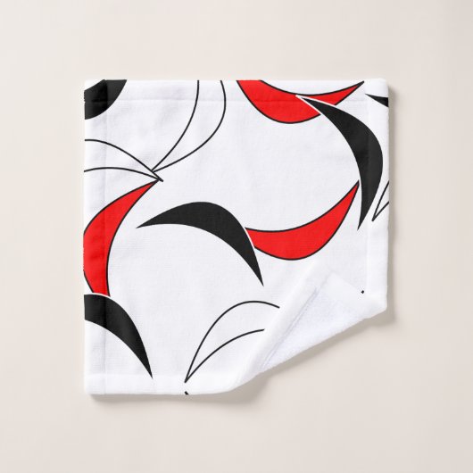 モダンな同世代の人の抽象芸術の黒の赤パターン バスタオルセット (ウォッシュタオル)