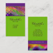 モダンな名刺のカラフルなサロンの紫色の緑 名刺 (正面/裏面)