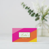 モダンな名刺のサロンのスパはPOGを縞で飾ります 名刺 (スタンド正面)