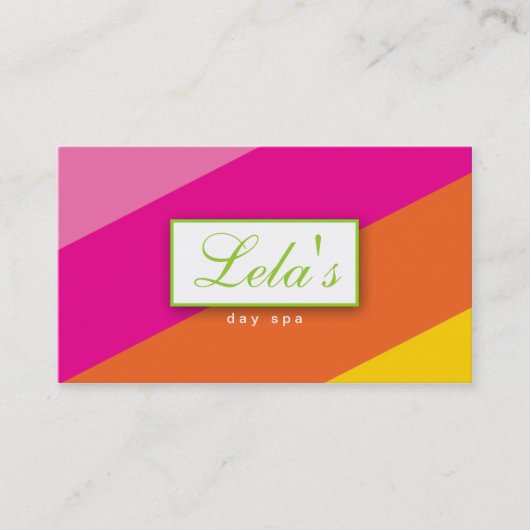 モダンな名刺のサロンのスパはPOGを縞で飾ります 名刺 (正面)