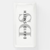 モダンな名前とイニシャル | 白 黒 グレー 横断幕 (縦)