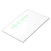 モダンな名前とイニシャル | 緑と白 ノートパッド (アングル)