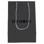 モダンな名前またはその他のテキストテンプレート | ダークグレー ミディアムペーパーバッグ (裏面)