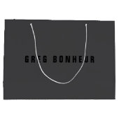 モダンな名前またはその他のテキストテンプレート | ダークグレー ラージペーパーバッグ (裏面)