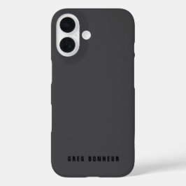 モダンな名前またはその他のテキストテンプレート | ダークグレー iPhone 16ケース