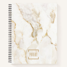 モダンな名前入りゴールドエフェクト大理石レシピ ノートブック