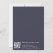モダンな名前 筆記体 ネイビーブルー 結婚式 招待状 (裏面)