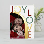 モダンな喜びと愛の写真フォイルホリデーカード 箔シーズンカード (立ち正面)