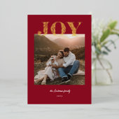 モダンな喜びのホリデー写真カード 箔シーズンカード (立ち正面)