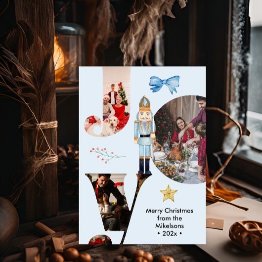 モダンな喜びの家族写真コラージュ シーズンカード