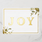 モダンな喜びの水彩葉シンプル 箔シーズンカード (正面)