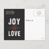 モダンな喜び及び愛クリスマスの休日の写真 シーズンポストカード (裏面)