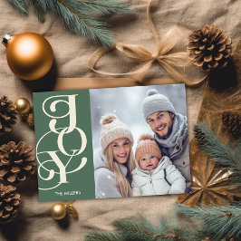 モダンな喜び エレガントなタイポグラフィー 緑 ミニマル フォト シーズンカード