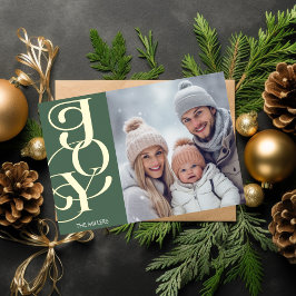 モダンな喜び エレガントなタイポグラフィー 緑 ミニマル フォト 箔シーズンカード