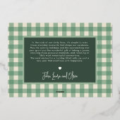 モダンな喜び エレガントなタイポグラフィー 緑 ミニマル フォト 箔シーズンカード (裏面)