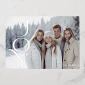 モダンな喜び シルバー ミニマル エレガント 1枚の写真 家族 箔シーズンカード (正面)