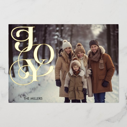 モダンな喜び ミニマル エレガント 1枚の写真 緑のギンガム 箔シーズンカード (正面)