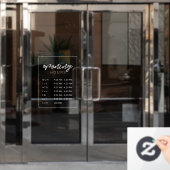 モダンな営業時間表示の店舗 ウィンドウサイン (オフィスドア)