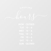 モダンな営業時間 おしゃれなスクリプト 小規模ビジネス ウィンドウサイン (シート)