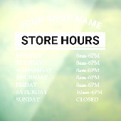 モダンな営業時間 エレガントなスクリプト 小規模ビジネス ウィンドウサイン (シート3)